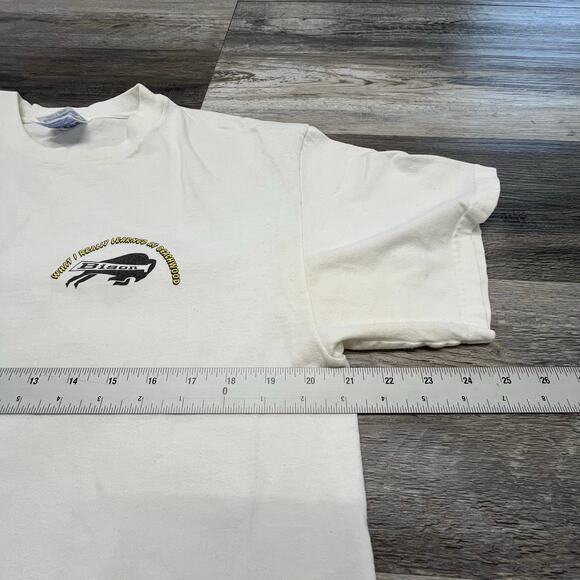 Vintage 90s‎ Beachwood Bisons White Mens Large Sex Ed Funny School Joke T-Shirt - Picture 6 of 10